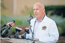  ?? [BRYAN TERRY/ THE OKLAHOMAN] ?? Commission­er of Health Dr. Lance Frye speaks in October at a news conference.