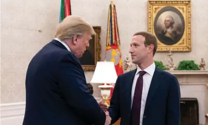  ??  ?? President Trump welcomes Facebook CEO Mark Zuckerberg to the Oval Office last September. Photograph: Alamy