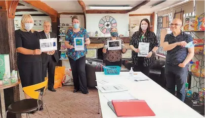  ??  ?? From left to right, Rev Janet Minkkinen of St Peter's Church, Lester Tanner form Maidenhead Food Share, Dawn Harries from Burnham Health Promotion Trust, Wafa Hayati from May's Chocolate House, Gemma Ford from Burnham Health Promotion Trust and Igan Hayati from May's Chocolate House. Photo by Lisa Pope.