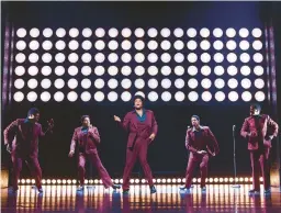  ?? EMILIO MADRID ?? Harrell Holmes Jr., left to right, Jalen Harris, Harris Matthew, Marcus Paul James, James T. Lane play members of The Temptation­s from the Broadway national touring company of “Ain’t Too Proud.”