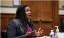  ?? Congresswo­man Cori Bush testifies about her own experience at a House oversight committee hearing on abortion. Photograph: Rex/Shuttersto­ck ??