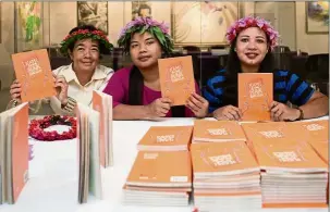  ??  ?? Pushing for better orang asli education: Nora (third from left) and friends at the launch of ‘Kami Pun Ada Hak Bersekolah: Wanita Orang Asli Bersuara’.