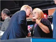  ?? ALEX BRANDON/AP PHOTO ?? President Donald Trump greets Dr. Alveda King, niece of Dr. Martin Luther King Jr., at a rally at the Phoenix Convention Center on Tuesday.