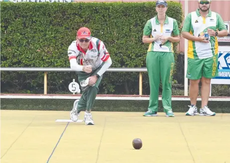  ?? Picture: Bev Lacey. ?? ON TARGET: Gavin Bradford sends down a shot North Toowoomba Bowls Club.