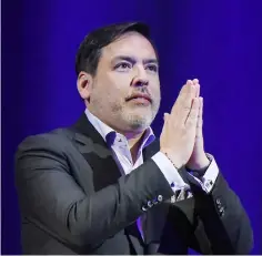  ?? — AFP photo ?? Shawn Layden, then president of Sony Interactiv­e Entertainm­ent America, speaking at E3 2017 in Los Angeles.