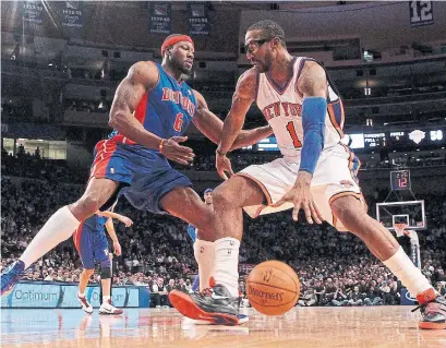  ?? JIM MCISAAC GETTY IMAGES FILE PHOTO ?? Detroit’s Ben Wallace, left, was the NBA defensive player of the year four times and was named all-NBA five times.