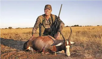  ??  ?? The author hunted this blesbuck ram on foot at Otterskloo­f. It was taken at 240m with a .30-06 Remington and a 110gr Barnes Ttsx-bullet.