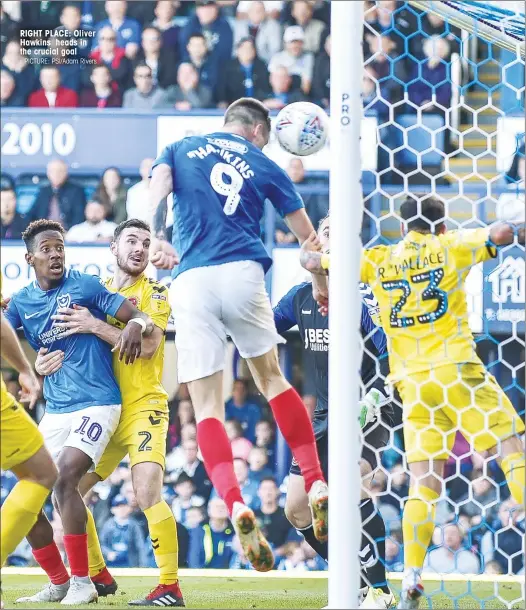  ?? PICTURE: PSI/Adam Rivers ?? RIGHT PLACE: Oliver Hawkins heads in the crucial goal