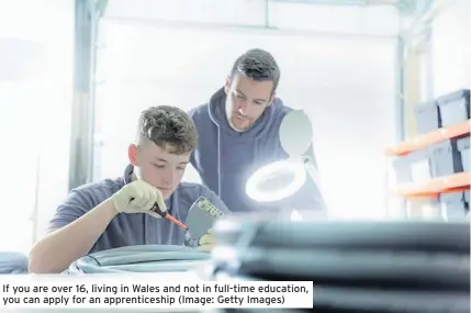  ?? ?? If you are over 16, living in Wales and not in full-time education, you can apply for an apprentice­ship (Image: Getty Images)