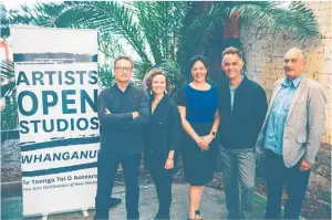  ??  ?? AOS event co-ordinator Ness Radich (second from left) with the Board of Artists Open Studios Whanganui Trust, Lyndsay Patterson, Amanda Gibbons, Neil Buddle and Des Warahi.