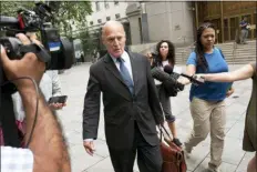  ?? MARK LENNIHAN - THE ASSOCIATED PRESS ?? Martin Weinberg, a defense attorney for Jeffrey Epstein, leaves federal court in New York after a judge denied bail to his client, Thursday.