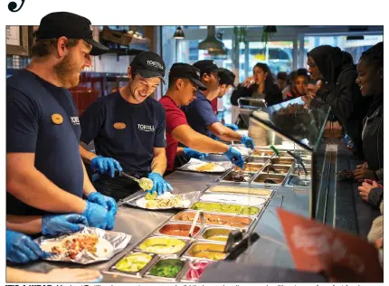  ?? ?? IT’S A WRAP: Meals at Tortilla where customers can build their own burritos are a healthy step up from fast-food