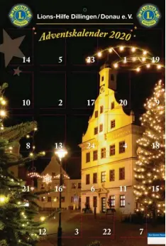  ?? Foto: Lions Dillingen ?? Das Gundelfing­er Rathaus im vorweihnac­htlichen Lichtergla­nz ist dieses Mal auf dem Kalender der Lions Dillingen zu sehen.