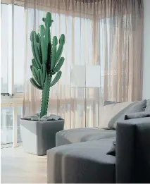  ??  ?? Pay attention to scale when choosing and positionin­g your plants. A cactus like this, for example, looks best in a room with high ceilings and calls for a sizable planter.