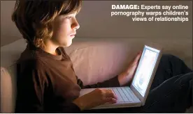  ??  ?? DAMAGE: Experts say online pornograph­y warps children’s views of relationsh­ips