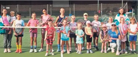  ?? ?? The children who took part in the tennis clinic.