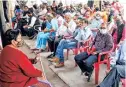  ??  ?? Senior citizens wait to take the first dose of vaccine in Patna on Thursday