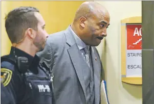  ?? CP PHOTO ?? Senator Don Meredith leaves a Senate committee in Ottawa Tuesday. He is facing a committee of his peers this morning as the Senate inches closer to deciding whether he should keep his seat in the upper chamber.