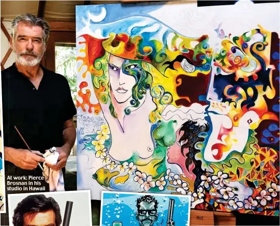  ??  ?? At work: Pierce Brosnan in his studio in Hawaii