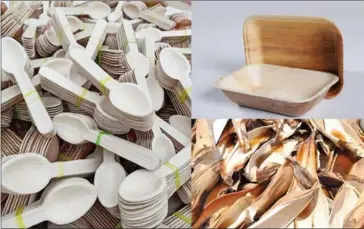  ?? SUPPLIED ?? Areca Cam has turned areca leaf sheath into spoon, box and plate as an alternativ­e to plastics to save the planet.