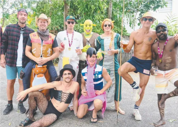  ?? Picture: GIZELLE GHIDELLA ?? PARTY TIME: Port Douglas Crocs (back, from left) Kye Chapple, Brad Cooper, Jordan Chapman, Oscar Dodge, Ben Thomas, Kenny Nyko and Brad Palipuminn­i with (front) Tye Orford and Kaine Freyling during Mad Monday festivitie­s.