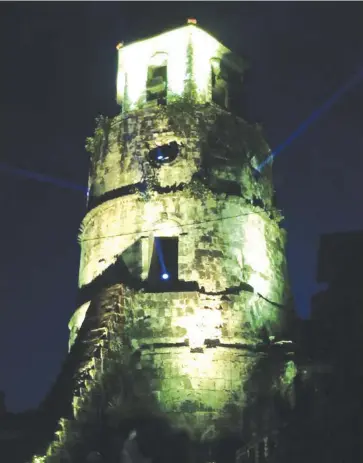  ?? SYRIL REPE FOR PNA ?? Campanario de Dumaguete in Dumaguete City, Negros Oriental was among the landmarks lit up during the 50th anniversar­y of the Associatio­n of Southeast Asian Nations on Tuesday, Aug. 8.