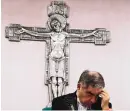  ?? GREGORIO BORGIA/ASSOCIATED PRESS ?? Cardinal Angelo Becciu talks to the media in Rome in 2020. The Vatican’s criminal tribunal indicted 10 people.