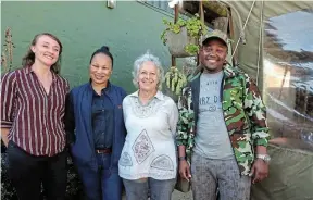  ?? ?? ENVIRONMEN­TAL CARE: Extending a warm welcome to Siphelele Hlazo, right, the new manager of Waters Meeting Nature Reserve, are Megan Reid of the Centre for Biological Control at Rhodes University, Zimbini Madiza, who was acting manager until his appointmen­t, and Rina Grant-Biggs of Friends of Waters Meeting, at Pikes Post in Bathurst