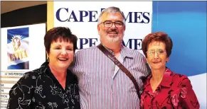  ?? Pictures: Phando Jikelo/Africa News Agency/ANA ?? HAPPY: Mariaan van Tonder, Hannes du Plessis and Rienie du Plessis were Cape Times ticket winners of the Evita show at the Artscape Theatre.