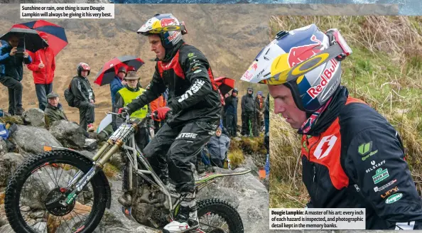  ??  ?? Dougie Lampkin: A master of his art: every inch of each hazard is inspected, and photograph­ic detail kept in the memory banks.
