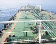  ??  ?? A handout picture released by Iranian State TV IRIB on Thursday allegedly shows the Iranian crude oil tanker Sabiti sailing in the Red Sea. The loss of supply may be overshadow­ed by the slow global economy.