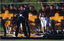  ?? KARL MONDON STAFF PHOTOGRAPH­ER ?? Los Gatos High School wide receiver Kyle Pinkham (15) stands ready during drills at his team’s first practice Friday. He says “there were definitely a lot of smiles” after the team’s first full-pad practice.