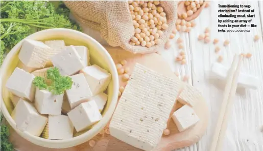  ?? STOCK. ADOBE. COM ?? Transition­ing to vegetarian­ism? Instead of eliminatin­g meat, start by adding an array of foods to your diet — like tofu.