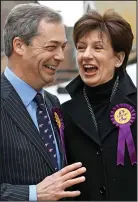  ??  ?? Close: Mrs James with Nigel Farage