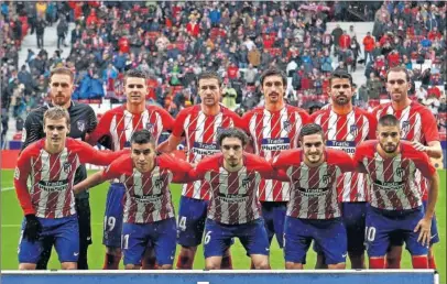  ??  ?? GETAFE. El Atlético formó con este one inicial el partido liguero ante el Getafe.