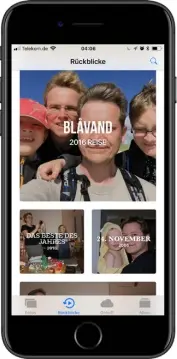  ??  ?? Die automatisc­h erzeugten „Rückblicke“helfen, in der Bilderflut einfacher den Durchblick zu behalten.