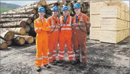  ?? Photograph: Rebecca Lee Photograph­y. ?? From left: Padraig McNeil, Nico Scally, Ruaridh Mills and Stuart Matheson who work at BSW Timber Group’s Fort William sawmill.