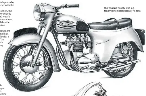  ??  ?? The Triumph Twenty-One is a fondly remembered icon of its time.