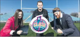  ?? ?? Ex Irish rugby internatio­nal, Jamie Heaslip is pictured at the launch of the Clash of the Companies fundraisin­g campaign with Children’s Health Foundation team members Emma Horgan and Oisin Fahy. Children’s Health Foundation is inviting companies from across all sectors of the business community to compete in this team building treasure hunt and raise funds for sick children across CHI at Crumlin, Temple Street, Tallaght and Connolly. To find out more and sign up today, visit www.childrensh­ealth.ie/clash