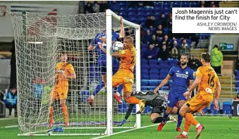  ?? ASHLEY CROWDEN/ NEWS IMAGES ?? Josh Magennis just can’t find the finish for City