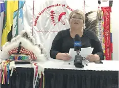  ?? BETTY ANN ADAM ?? Heather Bear released a discussion paper for a suicide prevention strategy from the Federation of Sovereign Indigenous Nations.