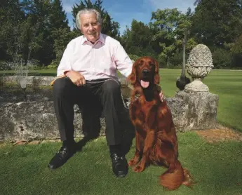  ??  ?? Above: Anthony Barton and canine companion at Château Léoville Barton