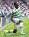  ??  ?? Top: the tackle on Liam Boyce that earned Scott Brown a red card which has now been overturned on appeal. Above: Moussa Dembele has not been ruled out of the Scottish Cup final.