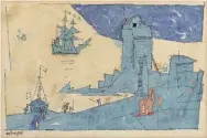  ??  ?? Lyonel Feininger (1871-1956), The Watch Tower, 1947. Watercolor and ink, 6¼ x 97/8 in., signed lower left: ‘Feininger’; titled and dated verso: ‘1947’. Courtesy Grogan &amp; Co. Estimate: $15/25,000 SOLD: $48,800