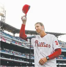  ?? Matt Slocum, Associated Press file ?? The late Roy Halladay will be inducted into the Baseball Hall of Fame on Sunday.