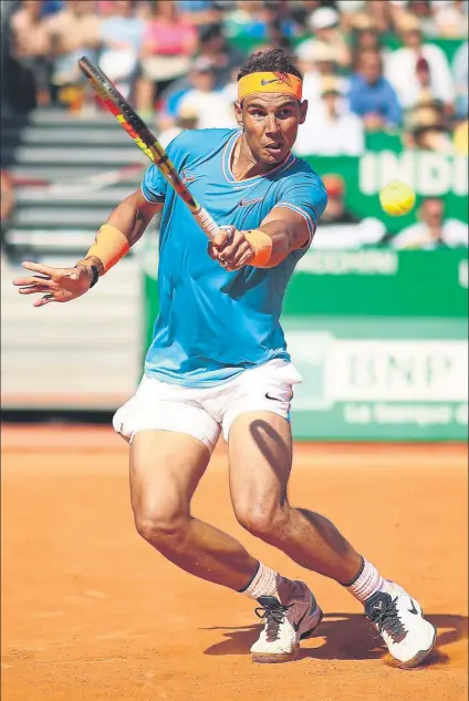  ?? FOTO: GETTY ?? Rafa Nadal, dos victorias solventes en su regreso a la competició­n y a la tierra batida. En cuartos le espera el también zurdo Pella