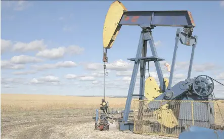  ?? OLIVIA KACHMAN ?? Oilfield service companies have fracked nearly 400 wells in and around Grande Prairie so far this year, close to peak activity levels reached in 2014 and a major recovery after several years of decline. Above, a pump jack works near Grande Prairie.