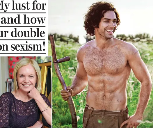  ??  ?? ‘Pulse racing’: Broadcaste­r Mariella Frostrup. Right, Aidan Turner scything while topless during the first series of Poldark