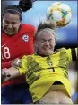  ?? DAVID VINCENT – AP ?? Chile’s Camila Saez, left, and Sweden’s Nilla Fischer battle for the ball.