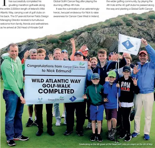  ??  ?? Celebratin­g on the 4th green at Old Head Golf Links at 4.44pm on the 4th of May